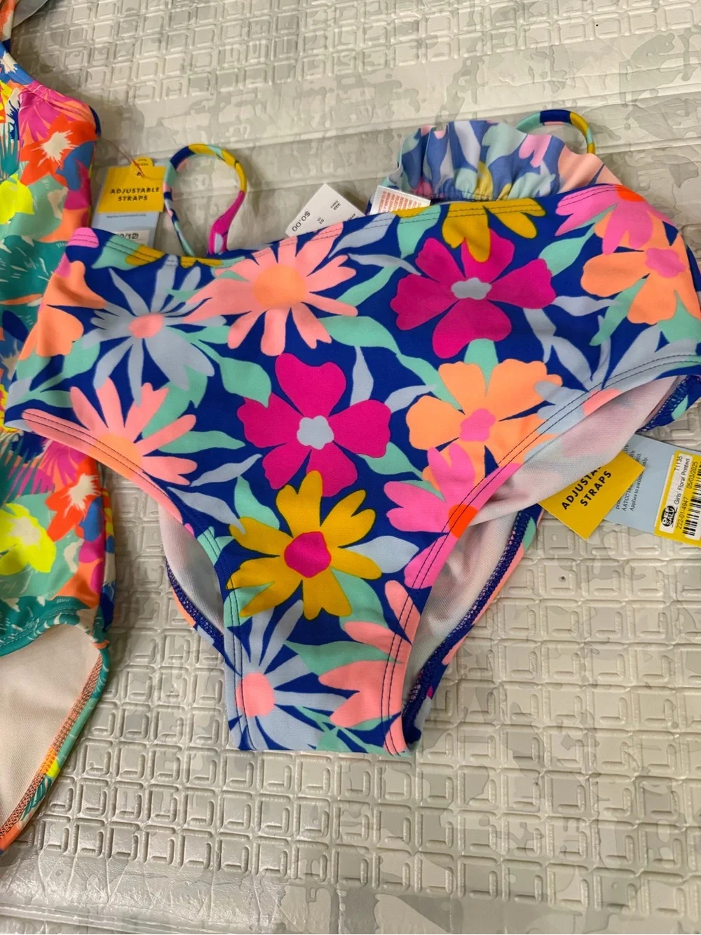 Cat & Jack swim BUNDLE Girls one piece swimsuit and Two-Piece Floral